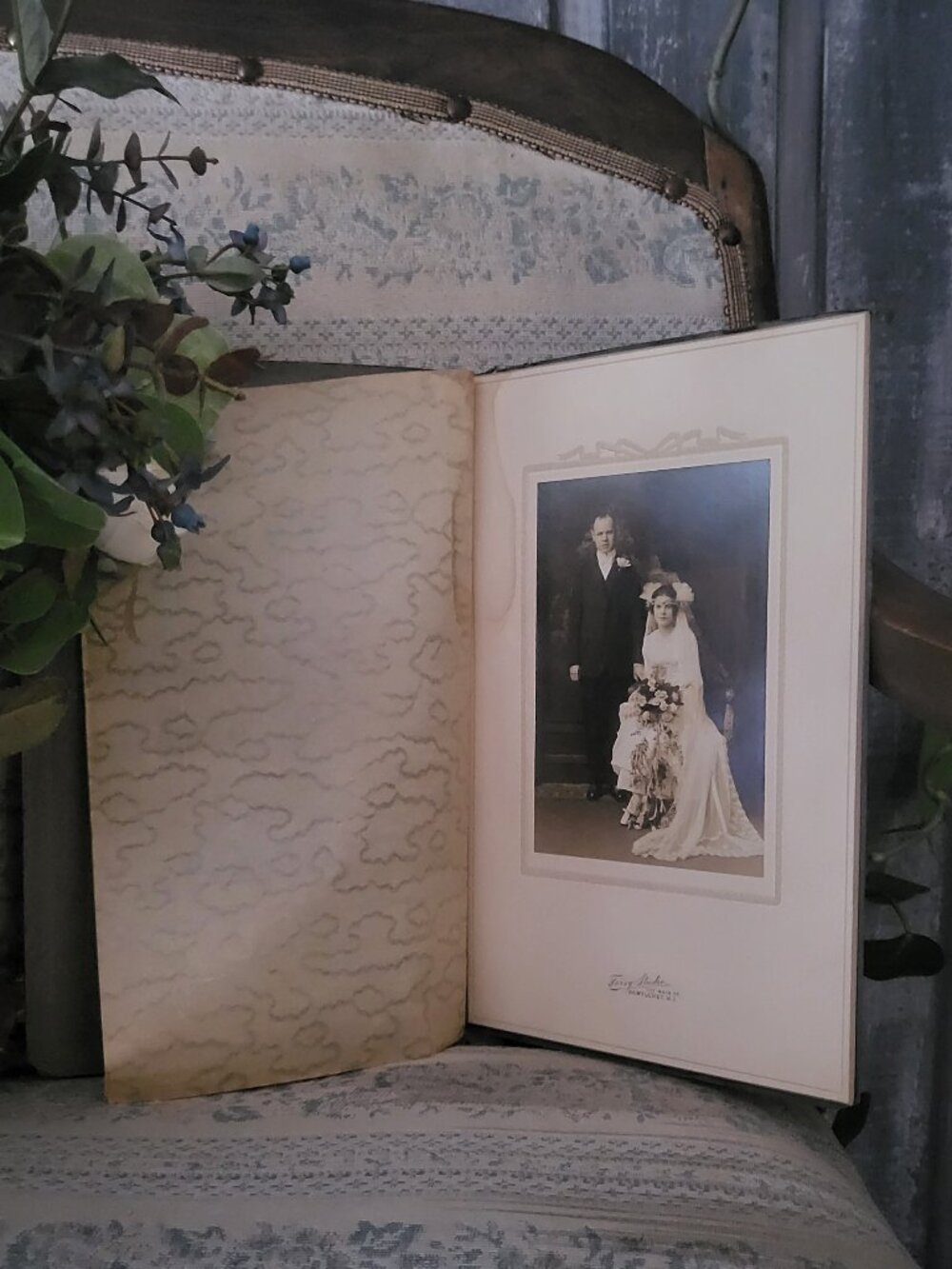 Antique 1920s Wedding Photo Folder Foisy Studio Pawtucket RI Portrait